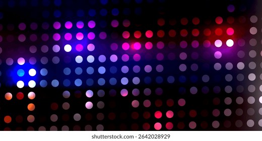 Vibrant Dots Illuminate Night Sky with Neon Light Patterns