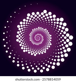 Vibrant dotted spiral pattern in purple tones, radiating depth and dynamic movement, ideal for futuristic and abstract designs