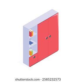 A vibrant, double door wardrobe rendered in an isometric style.