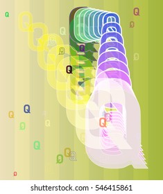 vibrant dream at shape, concept among pretty Q Alphabet