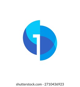 Vibrante Dual Circle Número Uno 1 Red Negocio Global Diseño de Logo Vector