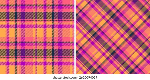 Patrones vibrantes de cuadros dobles en tonos atardeceres.  Perfecto para el diseño textil, la moda, los Sitios web o los proyectos de otoño.