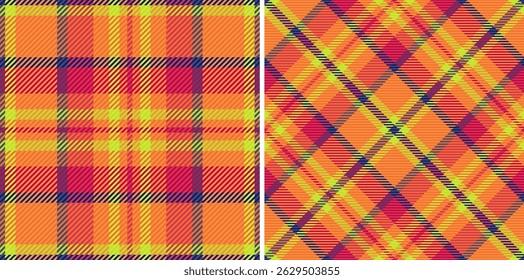 Vibrant duo of seamless plaid patterns.  Perfect for textiles, fashion, web design, or autumnal projects.