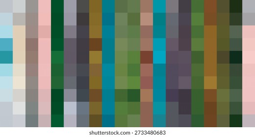 Un fondo abstracto vibrante y dinámico con un mosaico de rayas de Vertical en una paleta diversa de colores, creando un efecto de pixel art moderno.