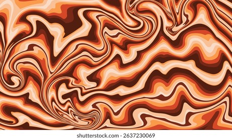 A vibrant and dynamic abstract design featuring fluid marble-like patterns in shades of brown and red. 