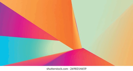 A vibrant and dynamic abstract design featuring a blend of geometric shapes and fluid lines in a rich color palette.