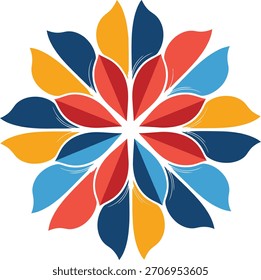 A vibrant and dynamic abstract graphic design featuring bold geometric shapes and a rich color palette, perfect for modern branding.