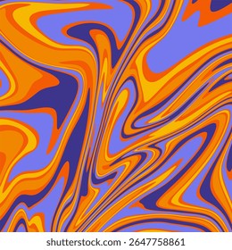 Una Imagen abstracta vibrante y dinámica con un efecto de mármol líquido. Cuenta con un patrón de remolino de naranja intenso, amarillo brillante y un tono púrpura fresco