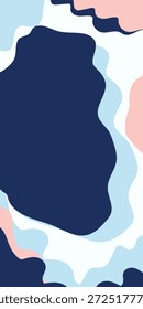 Una composición vibrante y dinámica de Formas orgánicas abstractas, con una mezcla armoniosa de tonos azules, rosados y blancos, perfecta para proyectos de diseño contemporáneo.