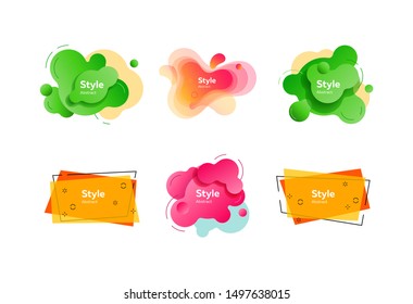 Vibrant dynamic fluid shapes. Dynamical colored forms. Gradient banners with flowing liquid shapes. Template for design of logo, flyer or presentation. Vector illustration