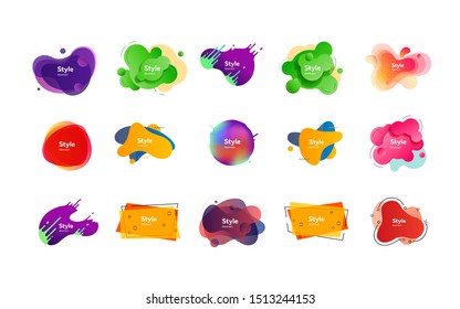 Vibrant dynamic fluid shapes. Dynamical colored forms. Gradient banners with flowing liquid shapes. Template for design of logo, flyer or presentation. Vector illustration