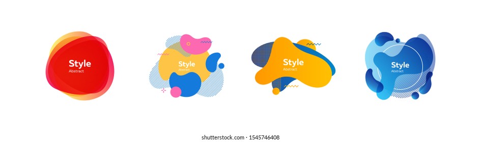 Vibrant dynamic fluid shapes. Dynamical colored forms. Gradient banners with flowing liquid shapes. Template for design of logo, flyer or presentation. Vector illustration