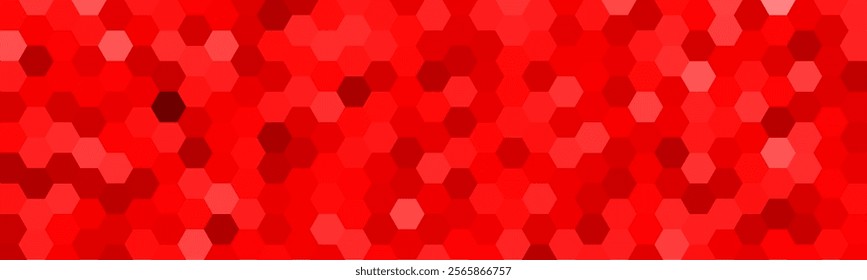 A vibrant and dynamic hexagonal pattern in various shades of red. This abstract design creates a visually striking and energetic effect.