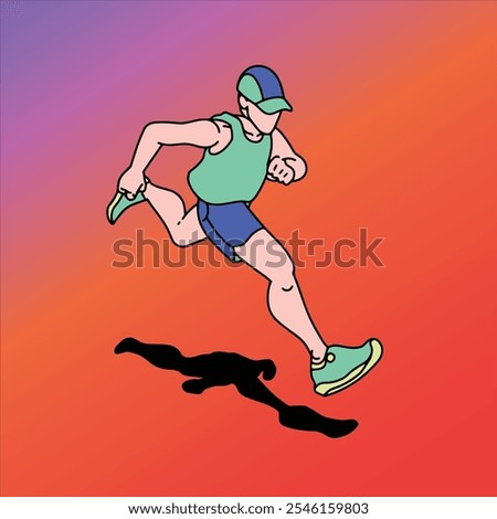 A Vibrant, Dynamic Illustration of a Power Run for Endurance, Capturing the Essence of Strength and Stamina, Ideal for Fitness Branding and Motivational Marketing in Endurance Sports