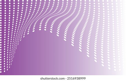 Uma imagem dinâmica e vibrante com uma onda de pontos brancos pulsando em um fundo de gradiente roxo. Perfeito para projetos relacionados a energia, ritmo ou tecnologia.