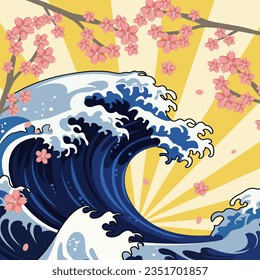 A vibrant and dynamic Japanese-inspired illustration with a retro comic twist