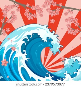 A vibrant and dynamic Japanese-inspired illustration with a retro comic twist