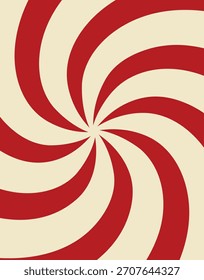 A vibrant and dynamic red and cream spiral pattern creating a mesmerizing optical illusion, perfect for backgrounds, festive designs, or abstract art projects