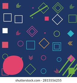 A vibrant and dynamic seamless vector pattern featuring retro Memphis-inspired geometric shapes, including squares, circles, diamonds, diagonal lines, and arrows scattered across a rich navy blue background. Ideal for textile printing, modern wallpaper, trendy packaging, fabric design, stationery, gift wraps, and background graphics.
#GeometricPattern #MemphisStyle #SeamlessPattern #RetroDesign #VectorArt #SurfacePatternDesign #AbstractPattern #BlueBackground #TextilePrint #PatternDesign #GraphicDesign #DigitalPaper