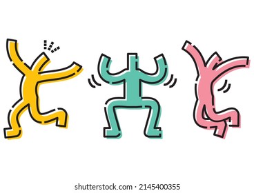 Vibrant and dynamic stick figure set