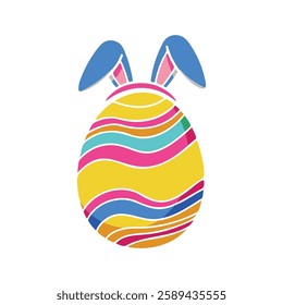 Vibrant Easter Egg with Bunny Ears | Festive Digital Clipart