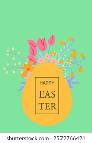 Vibrant easter egg design with floral elements for celebratory posters.