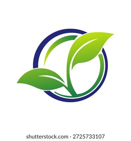 Vibrant eco-friendly leaf logo with green and blue gradient colors, symbolizing growth and harmony with nature, perfect for businesses promoting sustainability and wellness