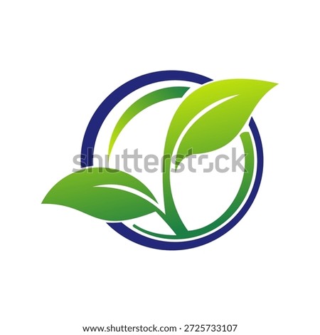 Vibrant eco-friendly leaf logo with green and blue gradient colors, symbolizing growth and harmony with nature, perfect for businesses promoting sustainability and wellness