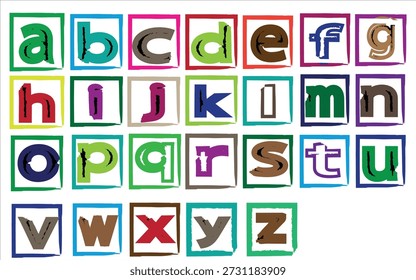 A vibrant and educational image featuring the entire English alphabet in large, block letters