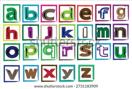 A vibrant and educational image featuring the entire English alphabet in large, block letters