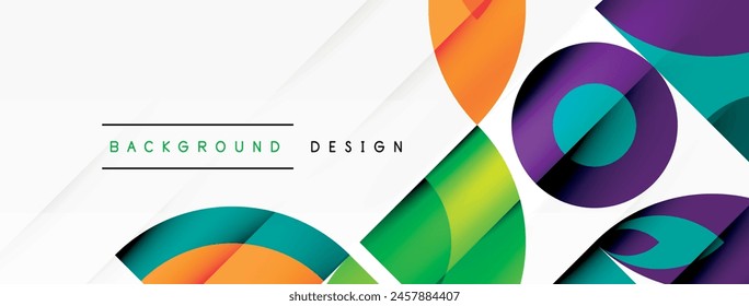 Vibrant electric blue triangle and circle graphics create a colorful pattern on a white background, combining line art with geometric shapes for a striking logo design