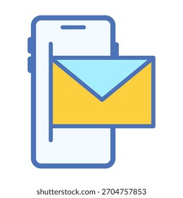 Ein lebendiges E-Mail-Symbol auf dem Handy, das Smartphone-Nachrichten, Posteingangsbenachrichtigungen und mobile Kommunikationstools darstellt.
