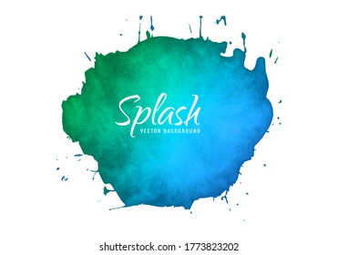 Vibrant emerald green to dark blue gradient painted in watercolor on clean white background