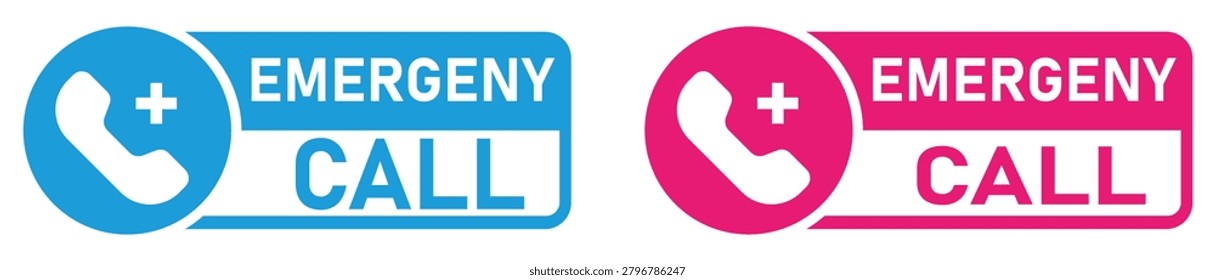 Vibrant emergency call buttons with telephone and medical cross symbols for urgent assistance