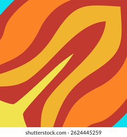 a vibrant and energetic abstract design composed of bold, curved, and layered shapes. The color palette is predominantly warm, featuring shades of red, orange, and yellow.