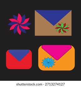 Leuchtender Umschlag und abstrakter Blumen-Symbolsatz
