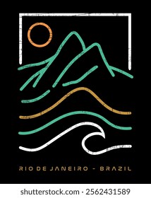 The vibrant essence of Rio de Janeiro captured in minimalist lines, highlighting the harmony between the exuberant nature and the iconic architecture of this wonderful city.