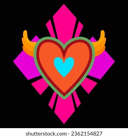 Vibrant ethnic heart mexican embroidery