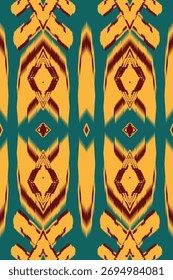 Padrão sem emenda de Ikat étnico vibrante - Textura de tecido tribal abstrato