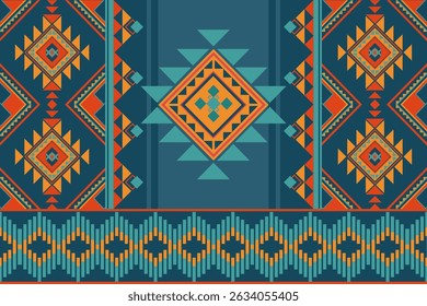 A vibrant ethnic pattern featuring geometric shapes and bold colors, creating striking visual impact. this design embodies cultural richness