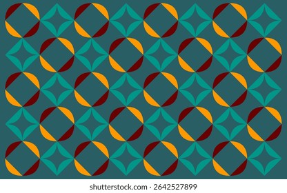 Um padrão batik estilo étnico vibrante com formas florais em laranja, vermelho e azul-petróleo. Um impressionante fundo de inspiração indonésia rico em ritmo de cores. Projeto de fundo floral. arte de design de fundo floral
