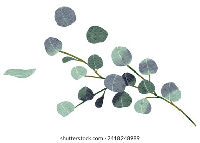 Vibrant Eucalyptus Leaves Watercolor Painting - Botanical Illustration of Lush Greenery