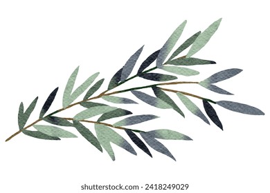 Vibrant Eucalyptus Leaves Watercolor Painting - Botanical Illustration of Lush Greenery