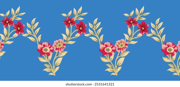 Lebendige exotische Blumenmuster in nahtlosen Designs, perfekt für mehrfarbige Textilien.