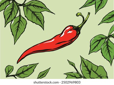 Vibrant Extended Chili Pepper Vector Art