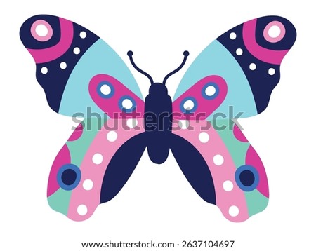 Vibrant and eye catching butterfly with a unique pattern on its wings stands out against a clean white background, showcasing the beauty and intricacy of nature's designs