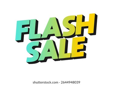A vibrant and eye catching graphic featuring the words FLASH SALE in bold, 3D typography The text is styled with a gradient from turquoise to yellow