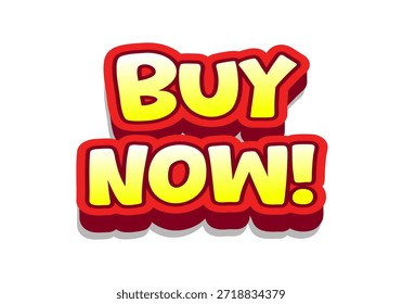 A vibrant and eye catching graphic featuring the text Buy Now! in bold, playful font with a red and yellow color scheme.