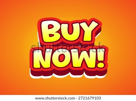 A vibrant and eye catching graphic featuring the phrase Buy Now! in bold, playful typography. The background is a bright orange, enhancing the urgency and excitement of the message.