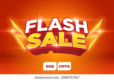 A vibrant and eye-catching flash sale banner design featuring bold typography with a red and yellow color scheme. The graphic includes glowing effects to emphasize urgency and excitement.